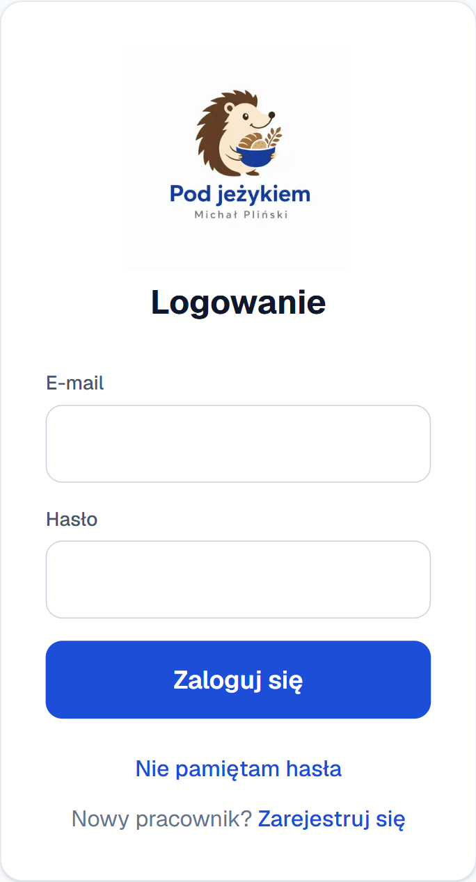 Pod językiem — экран входа